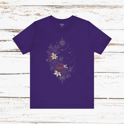 “Dark Floral Moon & Ornamental Geometry” T-Shirt Dark Floral Moon Ornamental Geometry Unisex Jersey Short Sleeve Tee