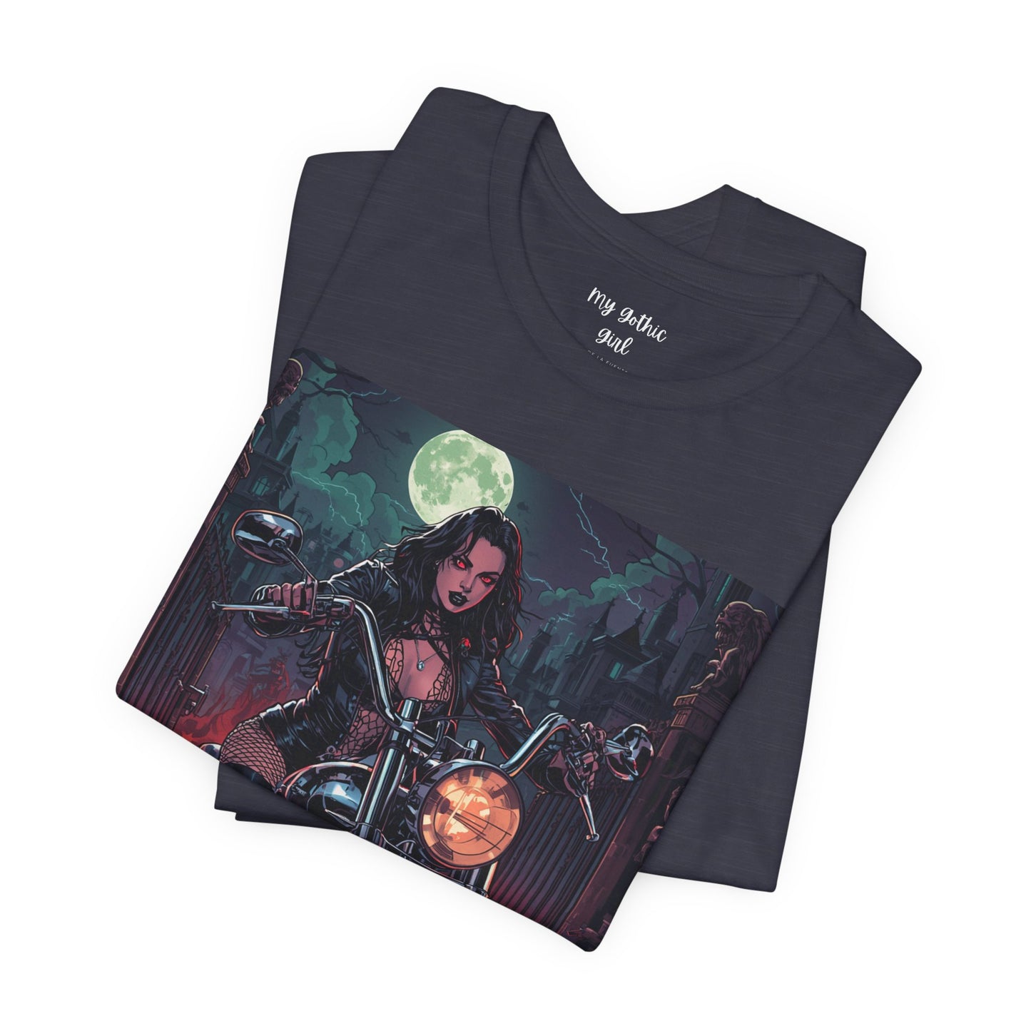 Dark Rider Motorcycle T-Shirt — "A dark desire now sets forth into the night" Gothic Tee