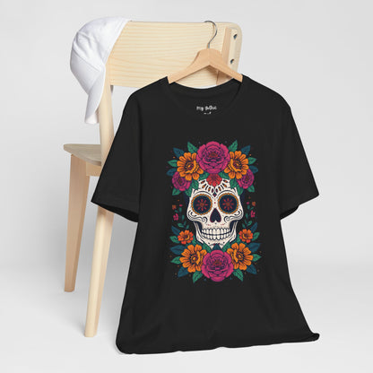 Sugar Skull Floral Tee — Day of the Dead Skull T-Shirt