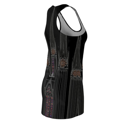 Gothic Cathedral Racerback Dress — Stained Glass Black AOP