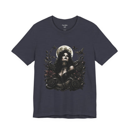 Gothic Moon Goddess Tee – Dark Floral Occult Graphic T-Shirt