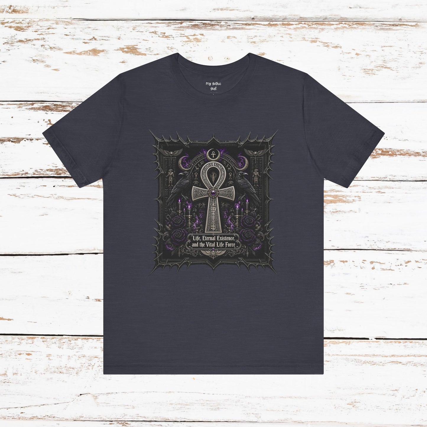Ankh Gothic Tee — "Life, Eternal Existence and the Will to Fear" Black Graphic T-Shirt
