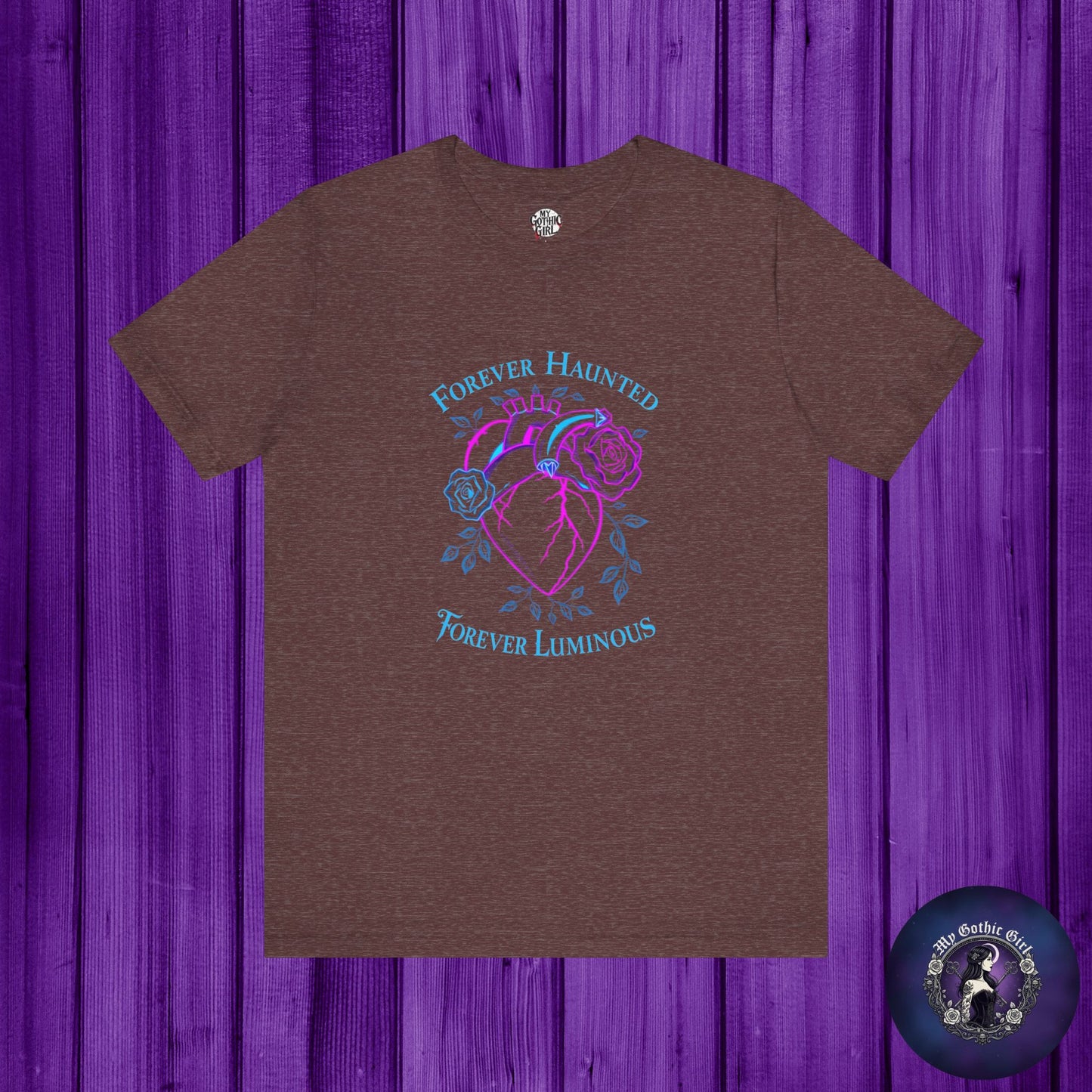 "FOREVER HAUNTED, FOREVER LUMINOUS"  Gothic Graphic T-Shirt – Alt Aesthetic Poetic Goth Streetwear