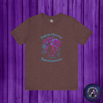 "FOREVER HAUNTED, FOREVER LUMINOUS"  Gothic Graphic T-Shirt – Alt Aesthetic Poetic Goth Streetwear