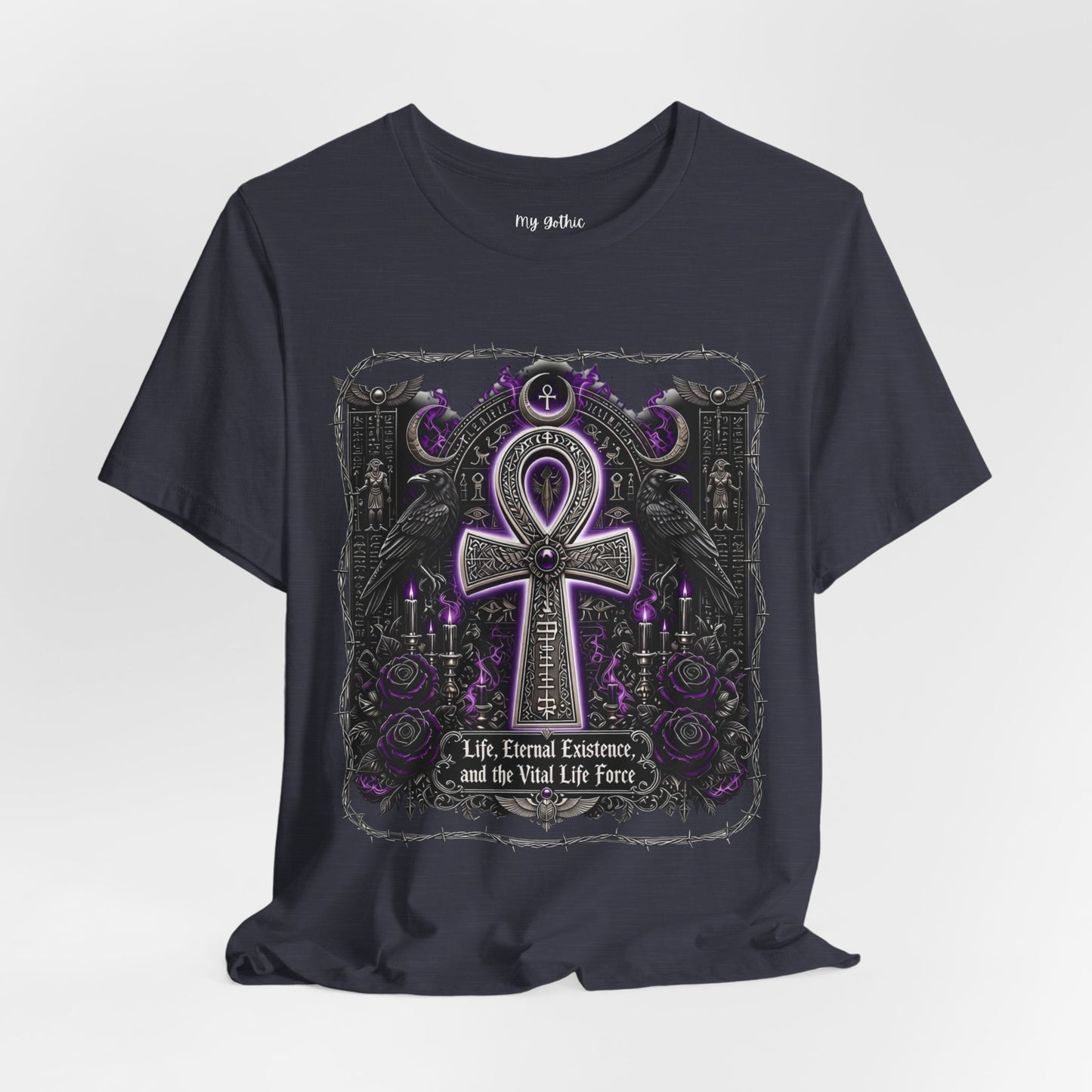 Ankh Gothic Tee — Life, Eternal Continuity & Vital Life Force Graphic T-Shirt