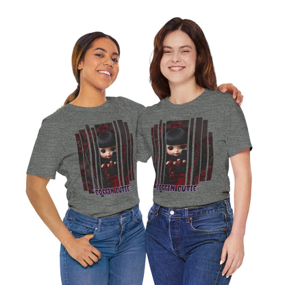 “Coffin Cutie” — cute Gothic doll peeking out from a small coffin Graphic T-Shirt – Alt Aesthetic Poetic Goth Street-wear