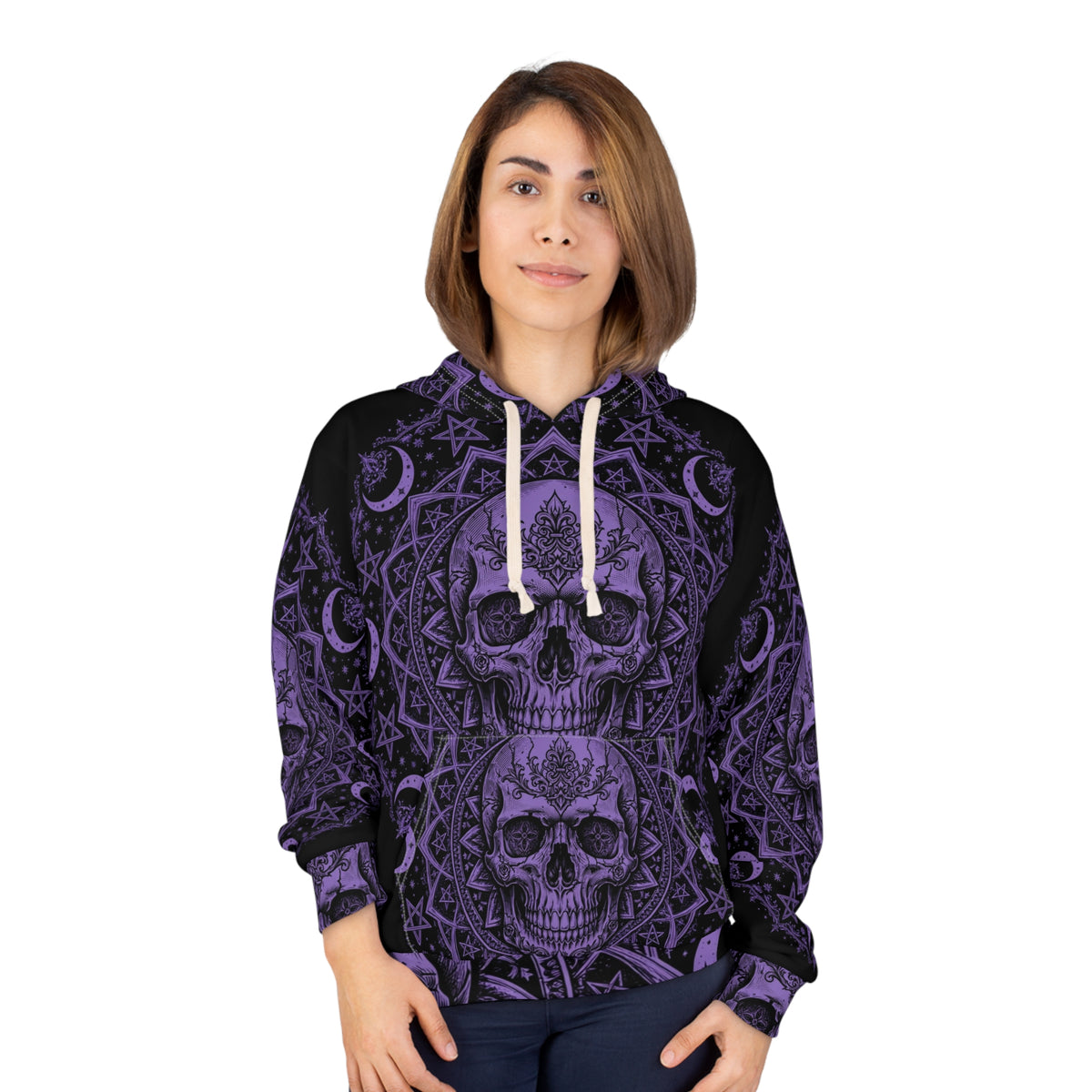 Skull Mandala Moon All-Over-Print Hoodie — 'My Gothic Girl' Gothic Hooded Sweatshirt