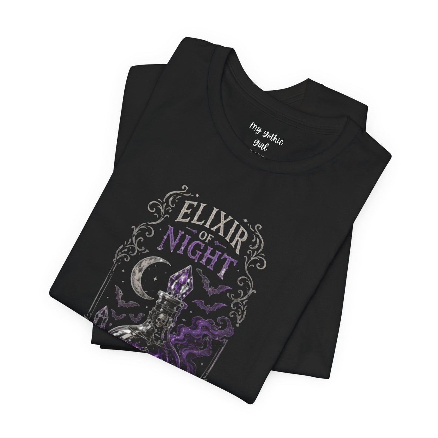 "Elixir of Night - Alchemy for the Soul" Gothic Design Short Sleeve T Shirt