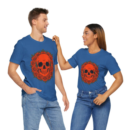 "ORANGE SKULL & ROSES"  Gothic Graphic T-Shirt – Alt Aesthetic Poetic Goth Streetwear