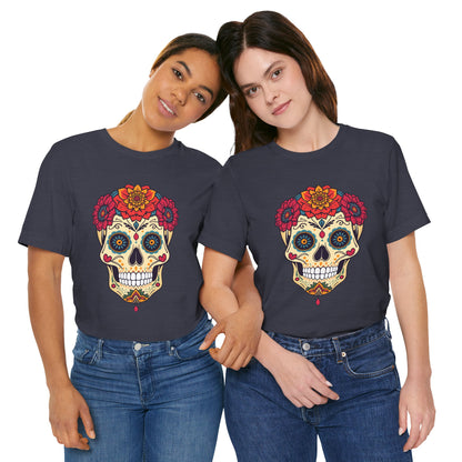 Day of the Dead Sugar Skull T‑Shirt — Floral Calavera Graphic Tee