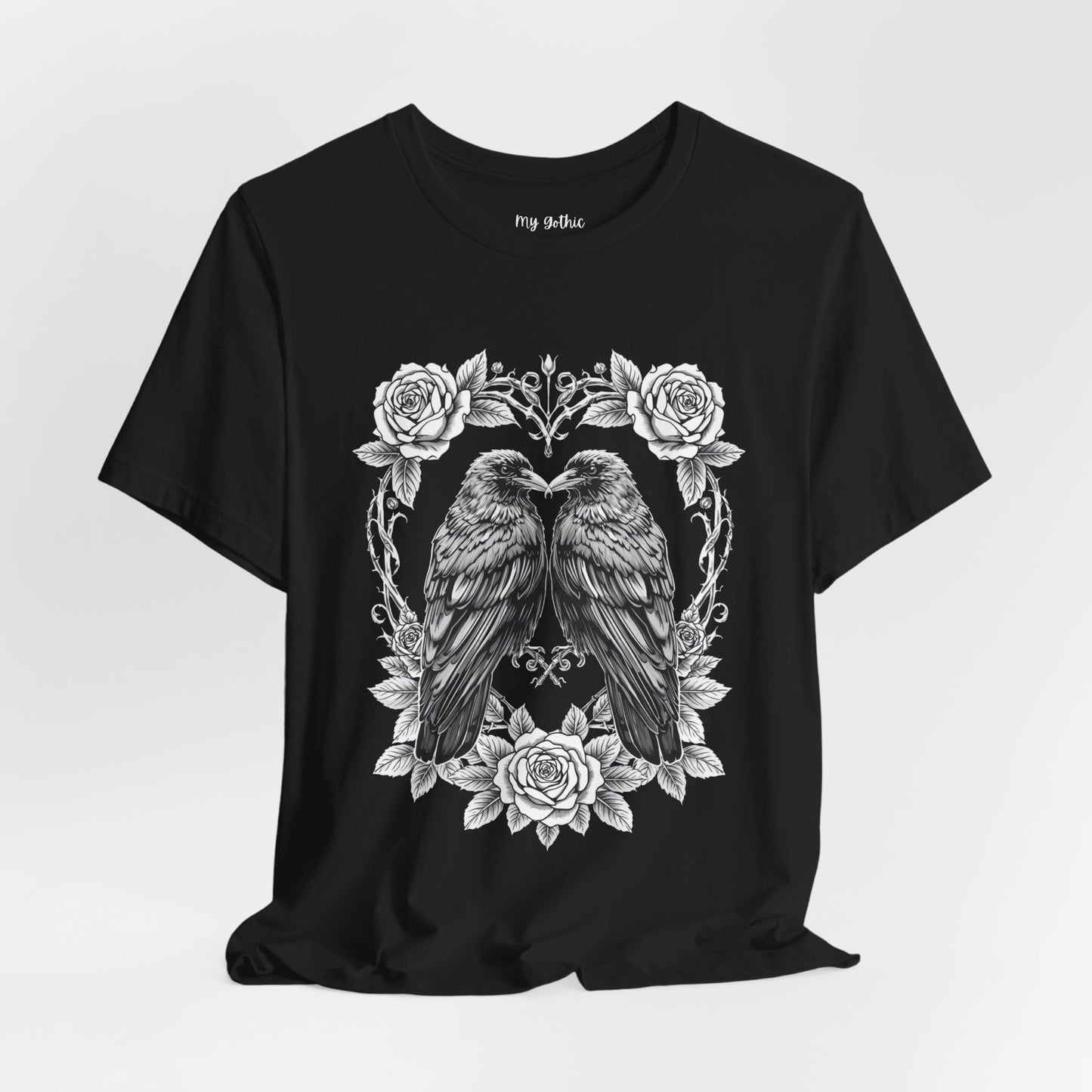 Raven Romance Tee — Gothic Floral Crow T-Shirt