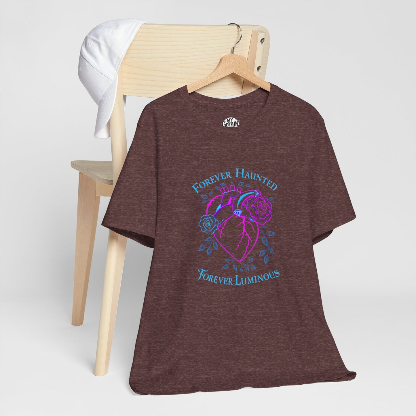 "FOREVER HAUNTED, FOREVER LUMINOUS"  Gothic Graphic T-Shirt – Alt Aesthetic Poetic Goth Streetwear