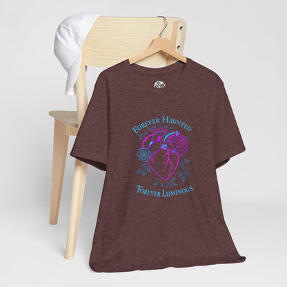 "FOREVER HAUNTED, FOREVER LUMINOUS"  Gothic Graphic T-Shirt – Alt Aesthetic Poetic Goth Streetwear