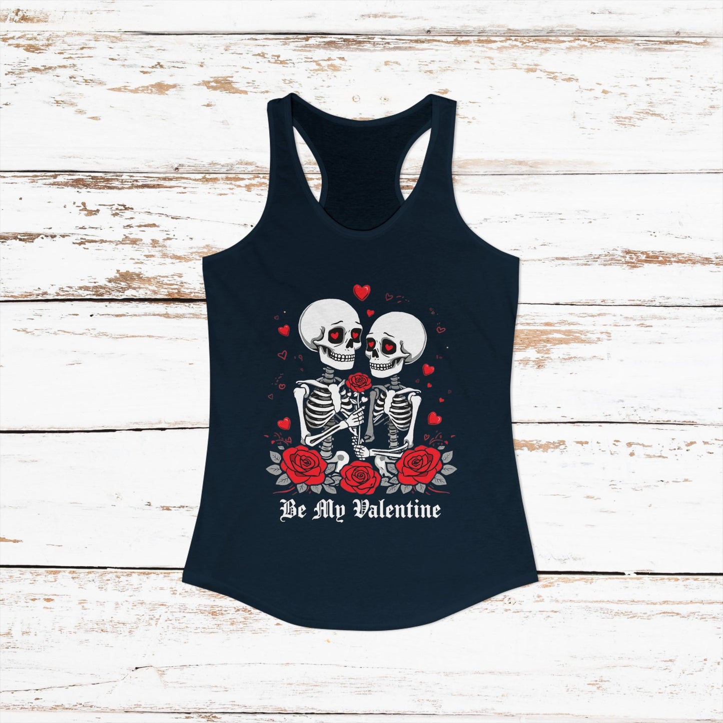 Cute Gothic Skeleton Romance Shirt — Women's Racerback Tank