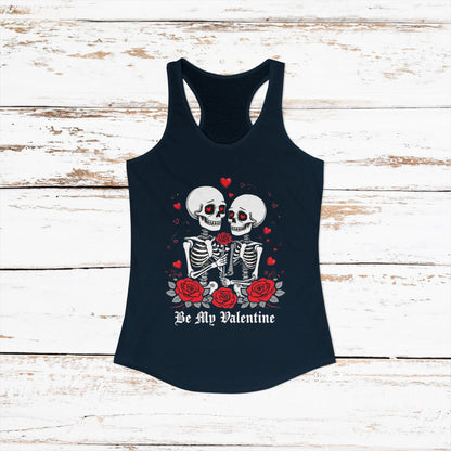 Cute Gothic Skeleton Romance Shirt — Women's Racerback Tank