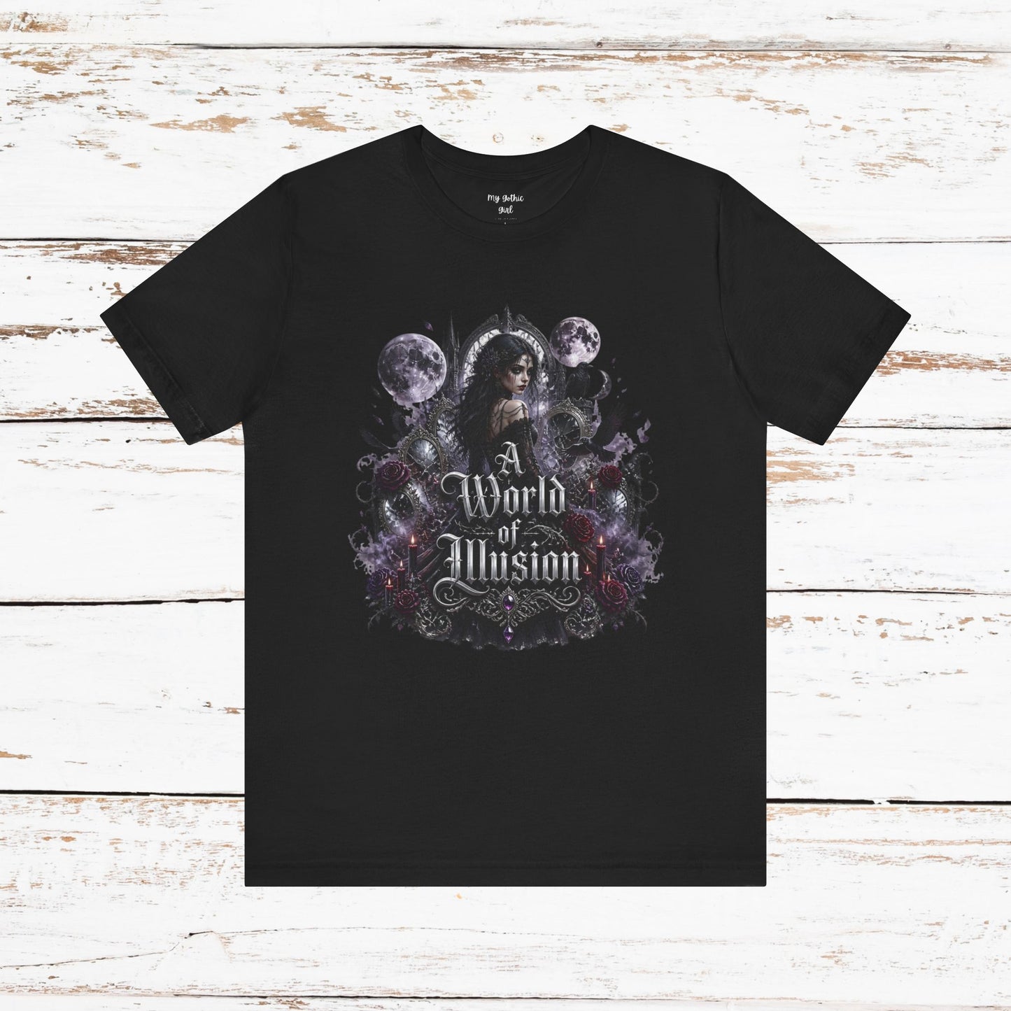 Gothic Moonlight Tee — "A World of Illusion" Graphic T-Shirt