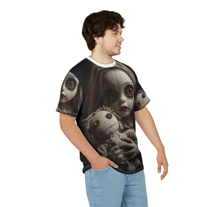 Gunny Sack Doll with Toy Gothic Doll | Horror All-Over Print T‑Shirt
