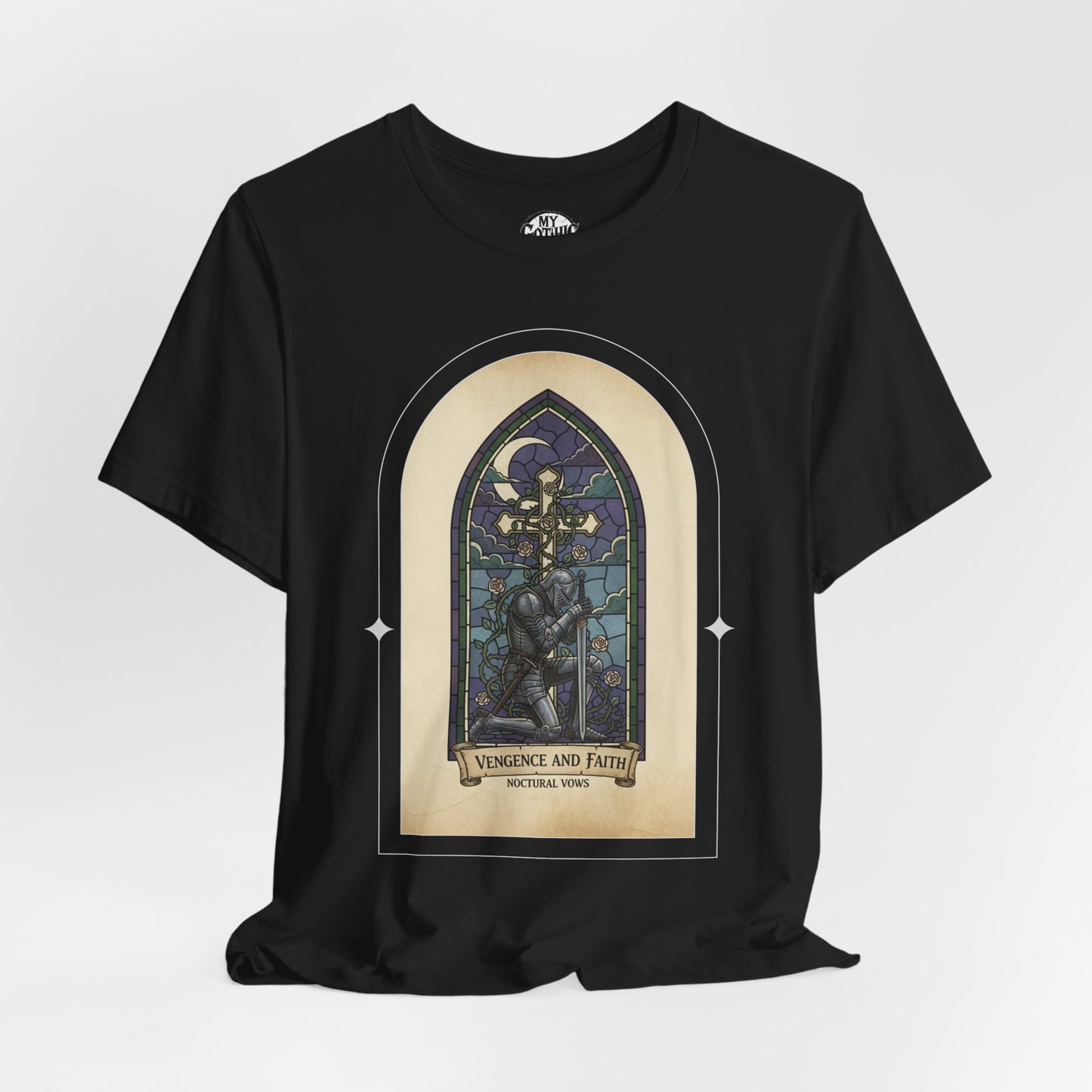 "Vengeance and Faith"  Gothic Graphic T-Shirt – Alt Aesthetic Poetic Goth Streetwear