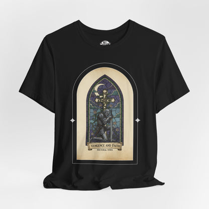 "Vengeance and Faith"  Gothic Graphic T-Shirt – Alt Aesthetic Poetic Goth Streetwear