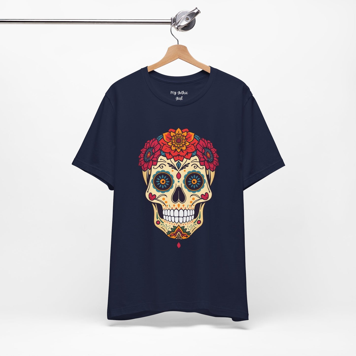 Day of the Dead Sugar Skull T‑Shirt — Floral Calavera Graphic Tee