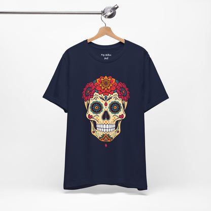 Day of the Dead Sugar Skull T‑Shirt — Floral Calavera Graphic Tee
