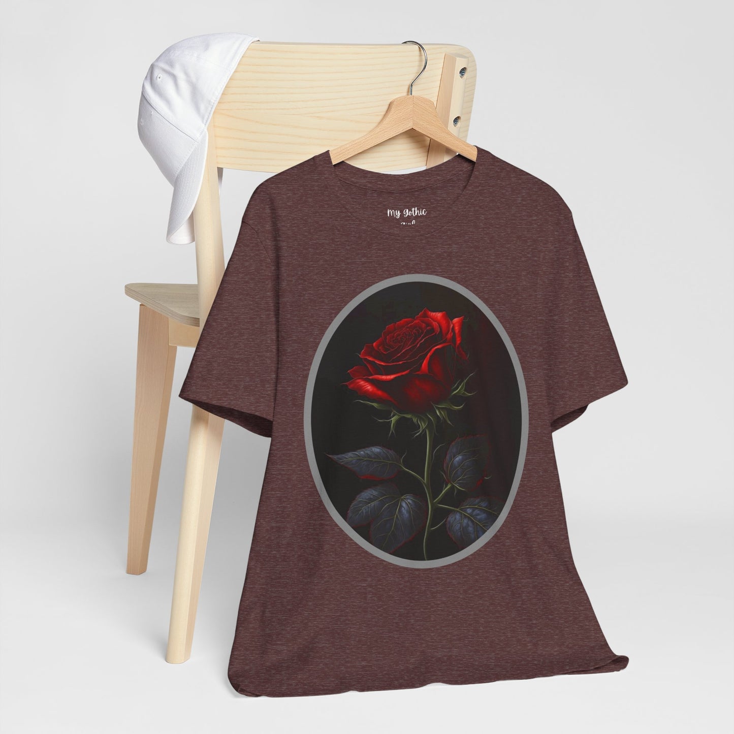 My Gothic Girl T-Shirts for Women & Men "Linda's Red Rose" Dark Aesthetic & Alternative Tees – My Gothic Girl