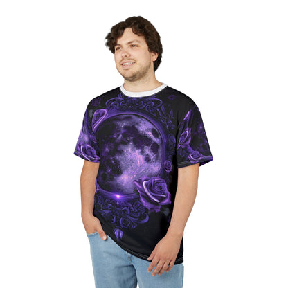 Purple Moon & Roses Tee — Gothic Floral Moonlight All-Over Print Shirt