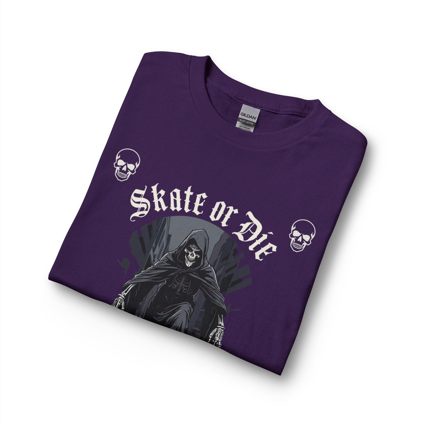 Skate or Die Long Sleeve Shirt — Gothic Skull Skateboard Tee