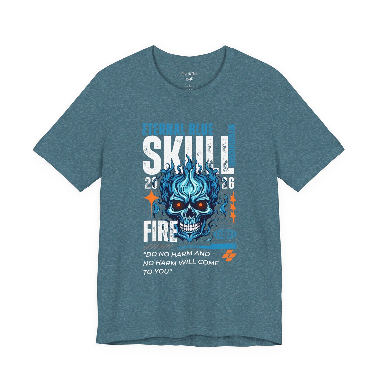 Eternal Blue Skull Flame Gothic Tee