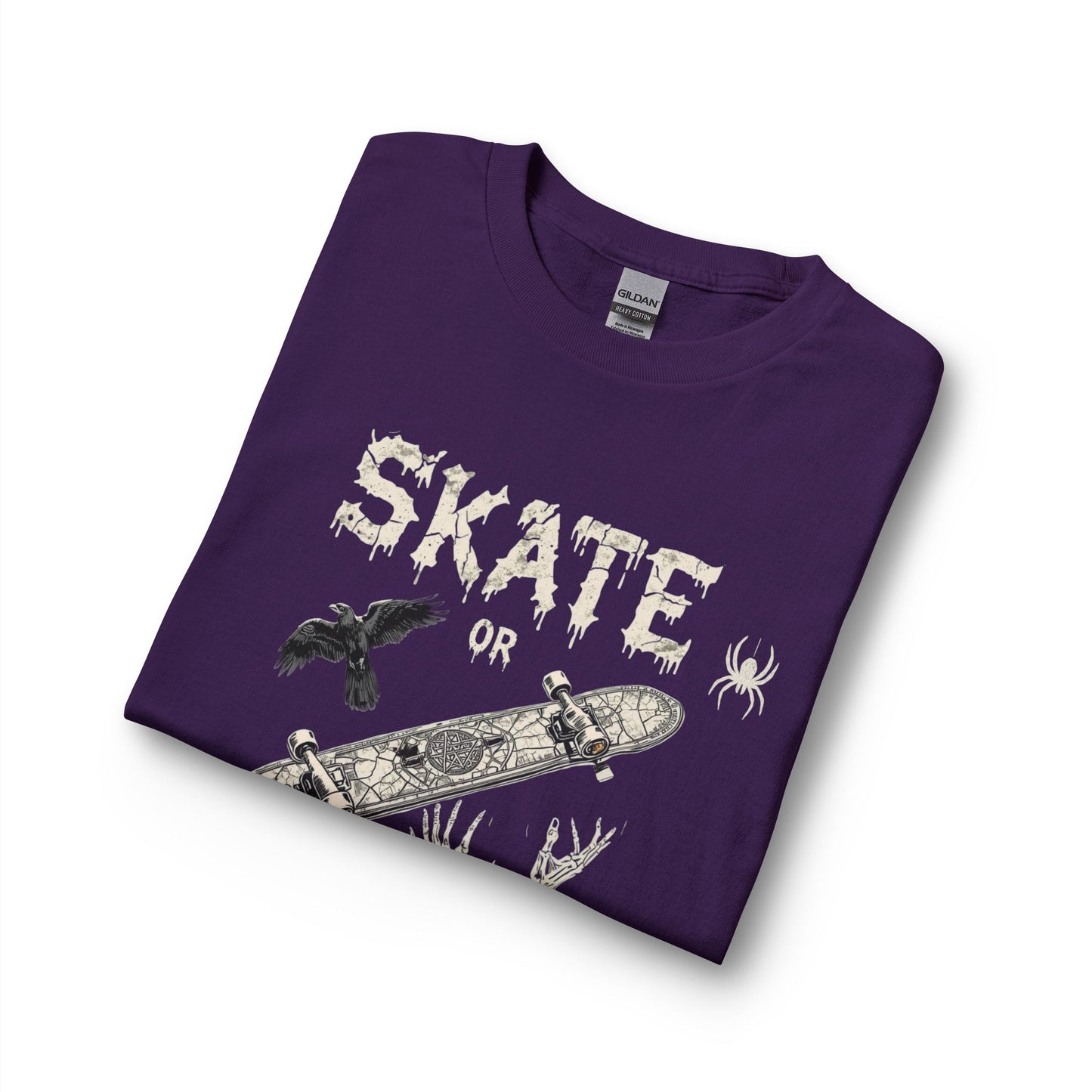 Skate or Die Long Sleeve Shirt — Gothic Skull Skateboard Tee