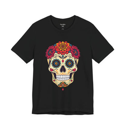 Day of the Dead Sugar Skull T‑Shirt — Floral Calavera Graphic Tee