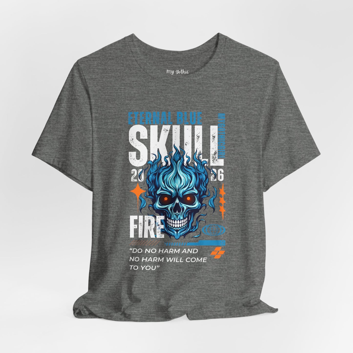 Eternal Blue Skull Flame Gothic Tee