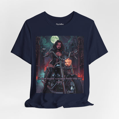 Dark Rider Motorcycle T-Shirt — "A dark desire now sets forth into the night" Gothic Tee