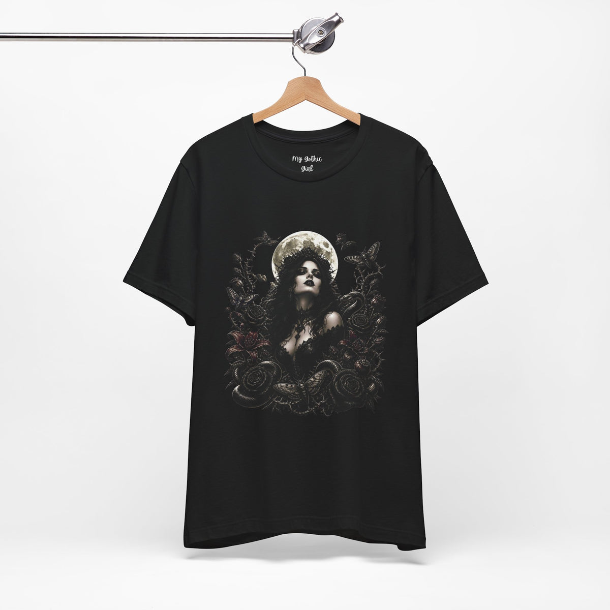 Copy of Gothic Moon Goddess Tee – Dark Floral Occult Graphic T-Shirt