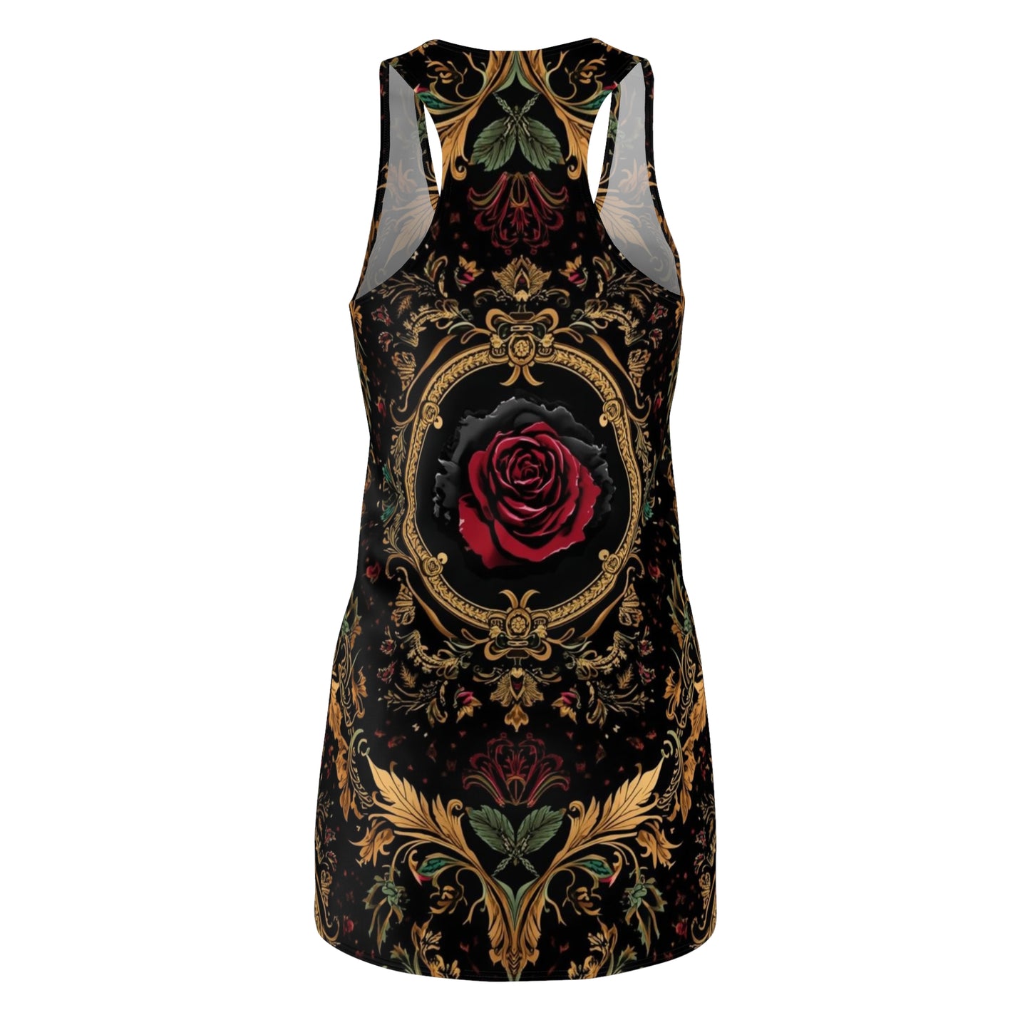 Baroque Rose Racerback Dress — Vintage Gothic Floral AOP