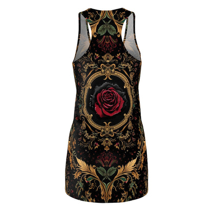 Baroque Rose Racerback Dress — Vintage Gothic Floral AOP