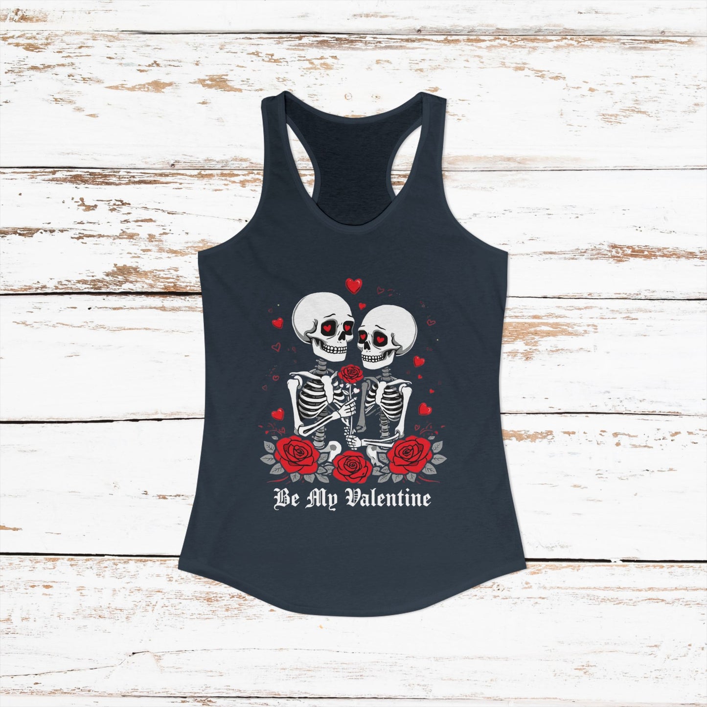 Cute Gothic Skeleton Romance Shirt — Women's Racerback Tank