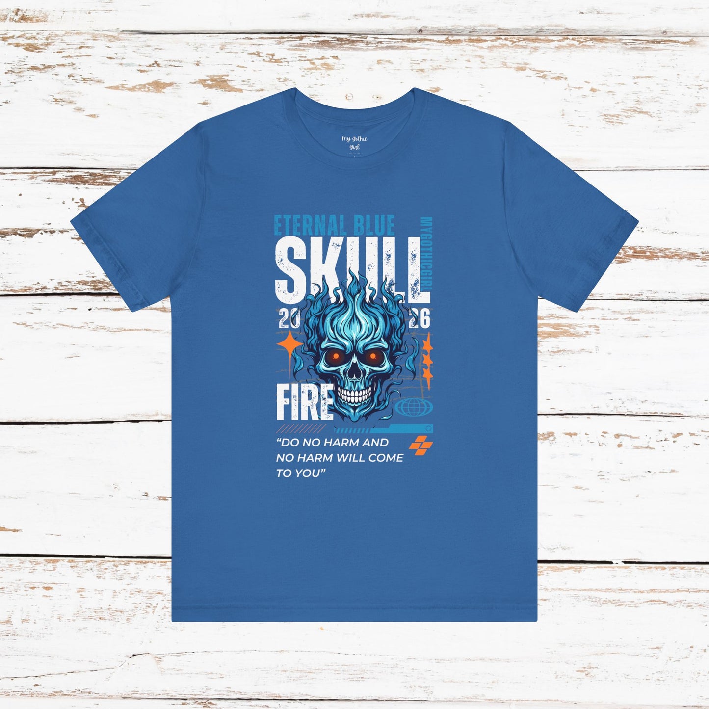 Eternal Blue Skull Flame Gothic Tee