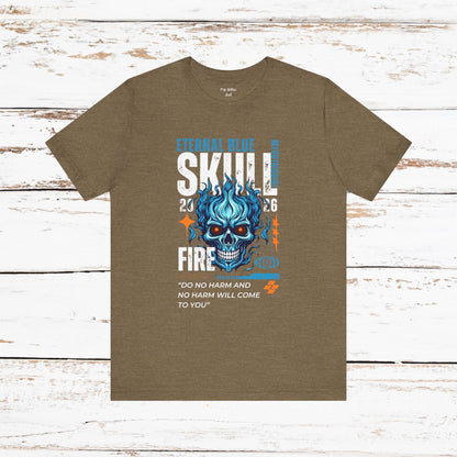 Eternal Blue Skull Flame Gothic Tee