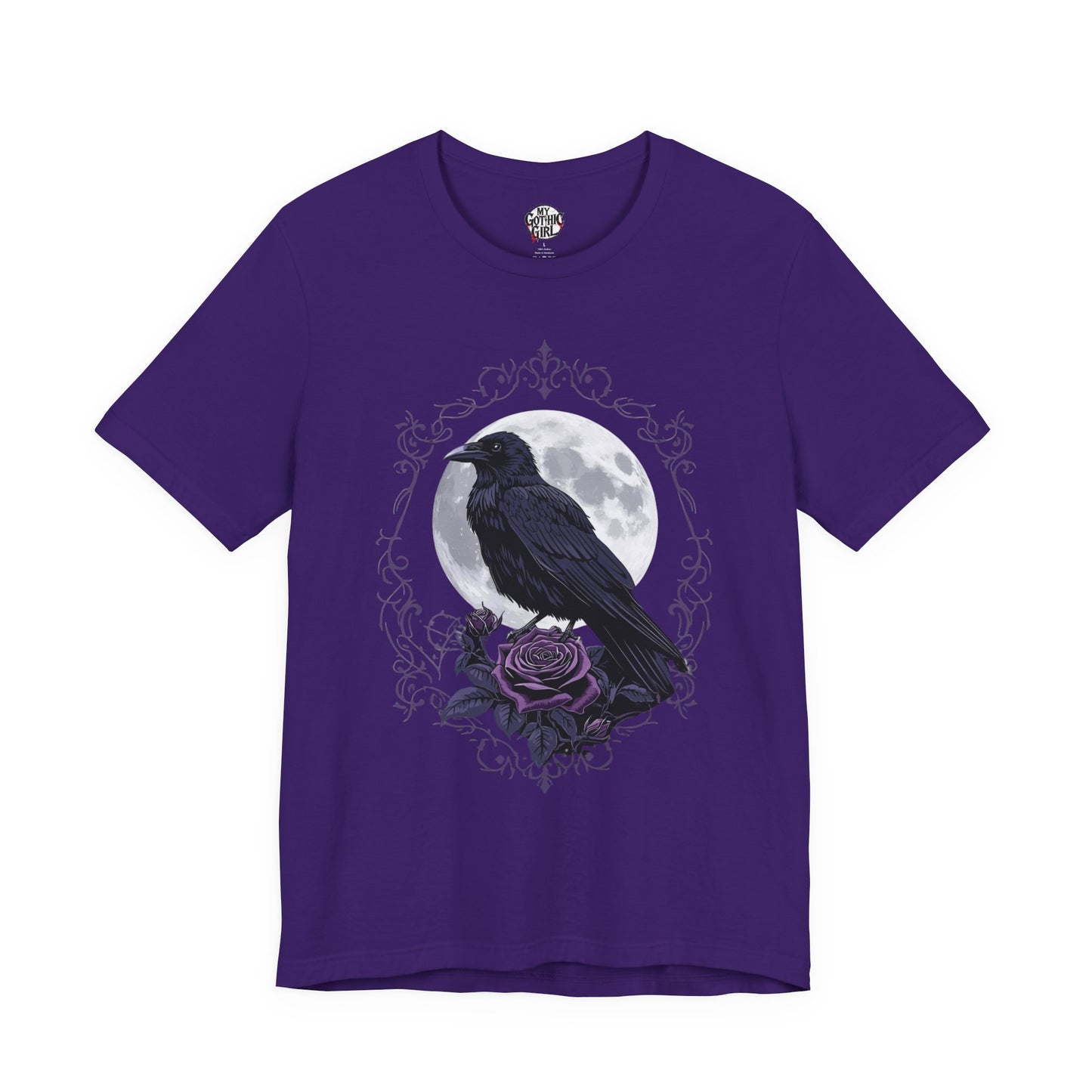 "The Raven and Moon"  Gothic Graphic T-Shirt – Alt Aesthetic Poetic Goth Street-wear