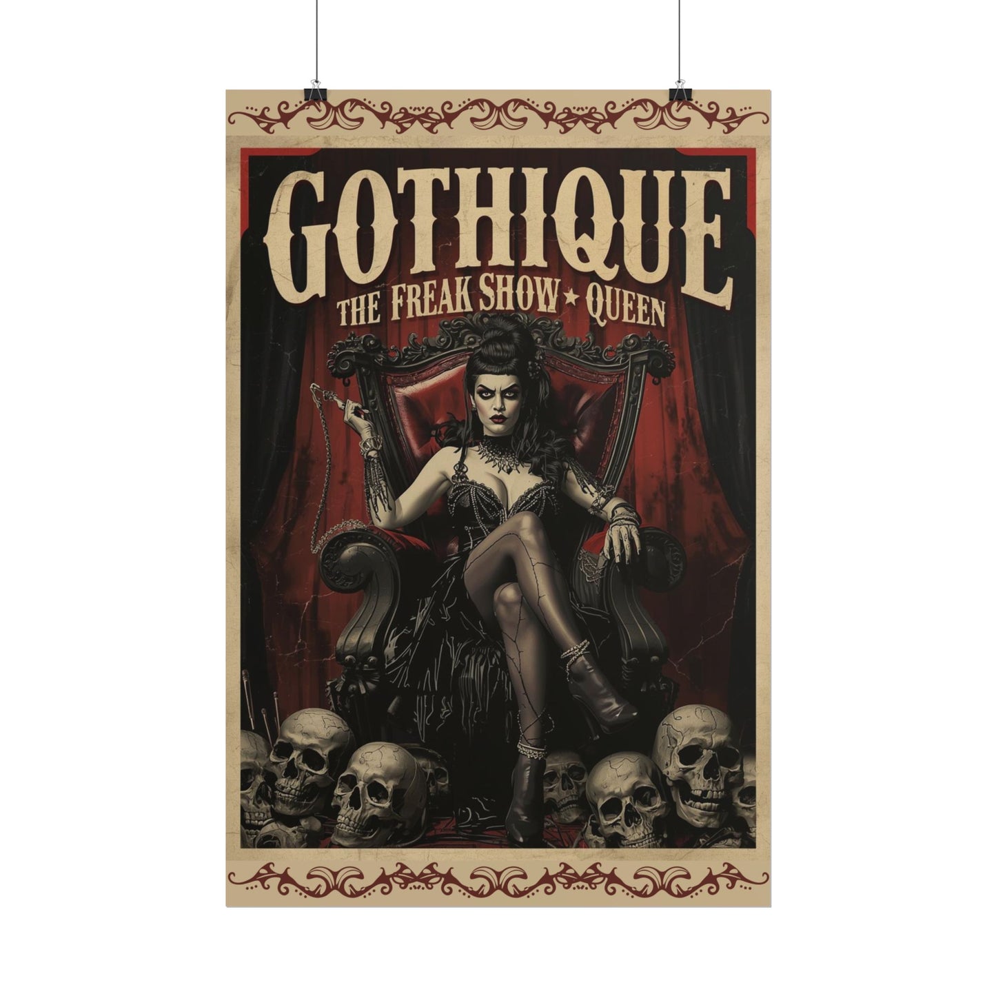 Gothique “The Freak Show Queen” Rolled Poster — Dark Circus Wall Art