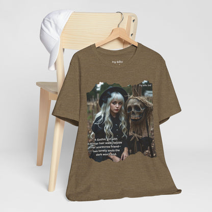 My Gothic Girl T-Shirt "Scarecrow Friend" – Whimsy Goth Streetwear, Dark Poetry Fashion, Alt Aesthetic Apparel