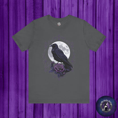 "The Raven and Moon"  Gothic Graphic T-Shirt – Alt Aesthetic Poetic Goth Street-wear