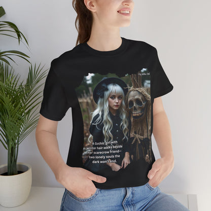 My Gothic Girl T-Shirt "Scarecrow Friend" – Whimsy Goth Streetwear, Dark Poetry Fashion, Alt Aesthetic Apparel