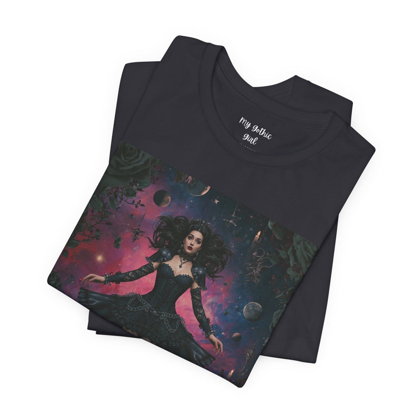 Gothic Sorceress Tee — "From shadowed depths..." Dark Fantasy Graphic T-Shirt