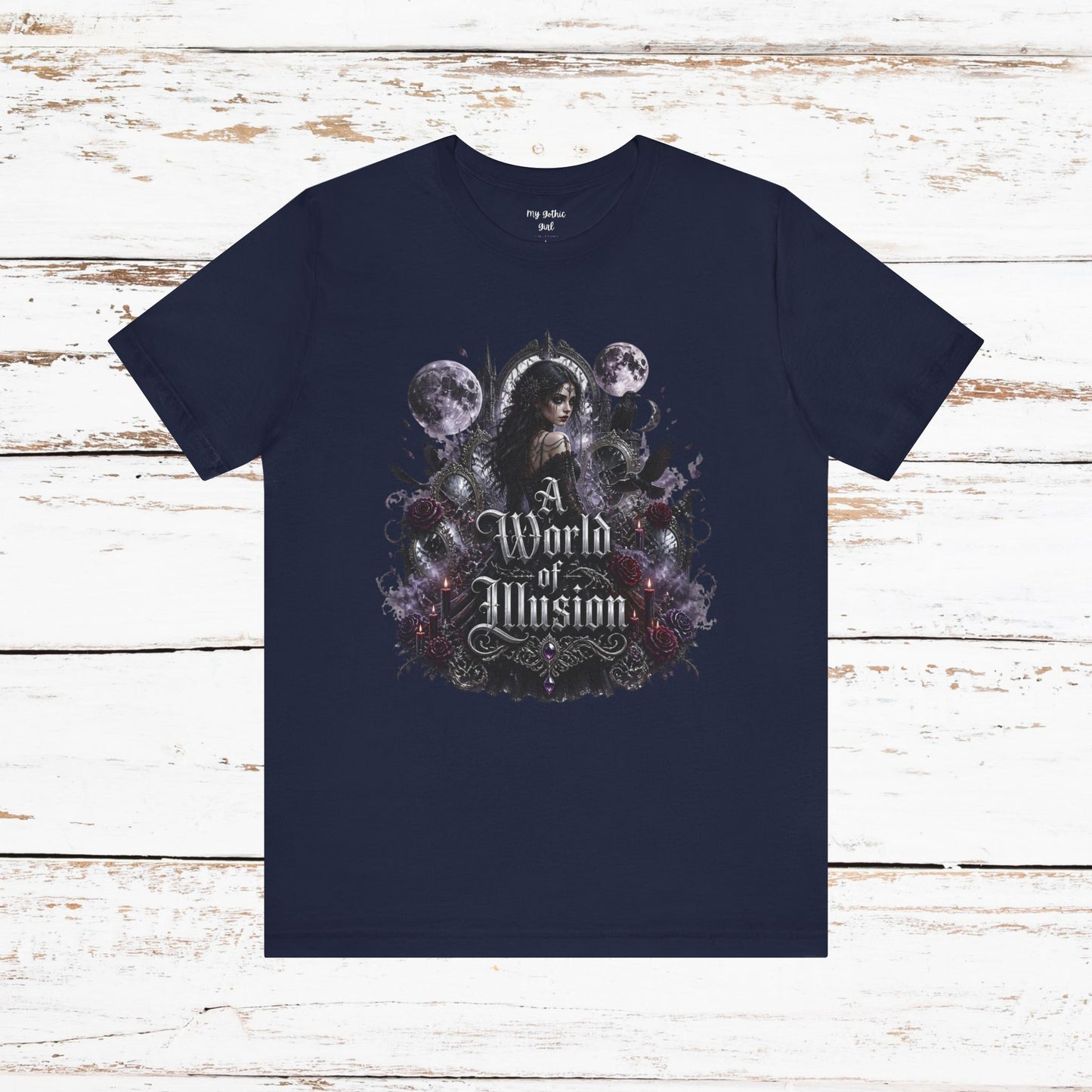 Gothic Moonlight Tee — "A World of Illusion" Graphic T-Shirt