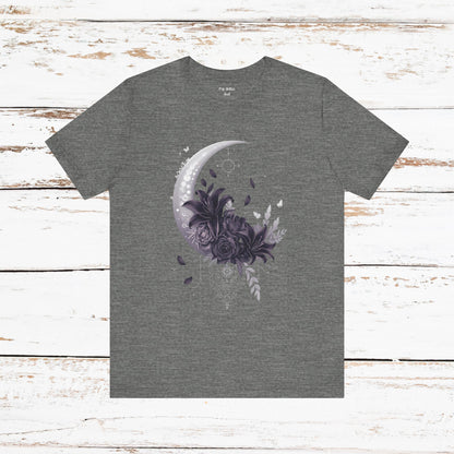 “Moonlit Bouquet & Sacred Soft Goth Symbol” Moonlit Bouquet Unisex Tee - Soft Goth Symbol Floral Design
