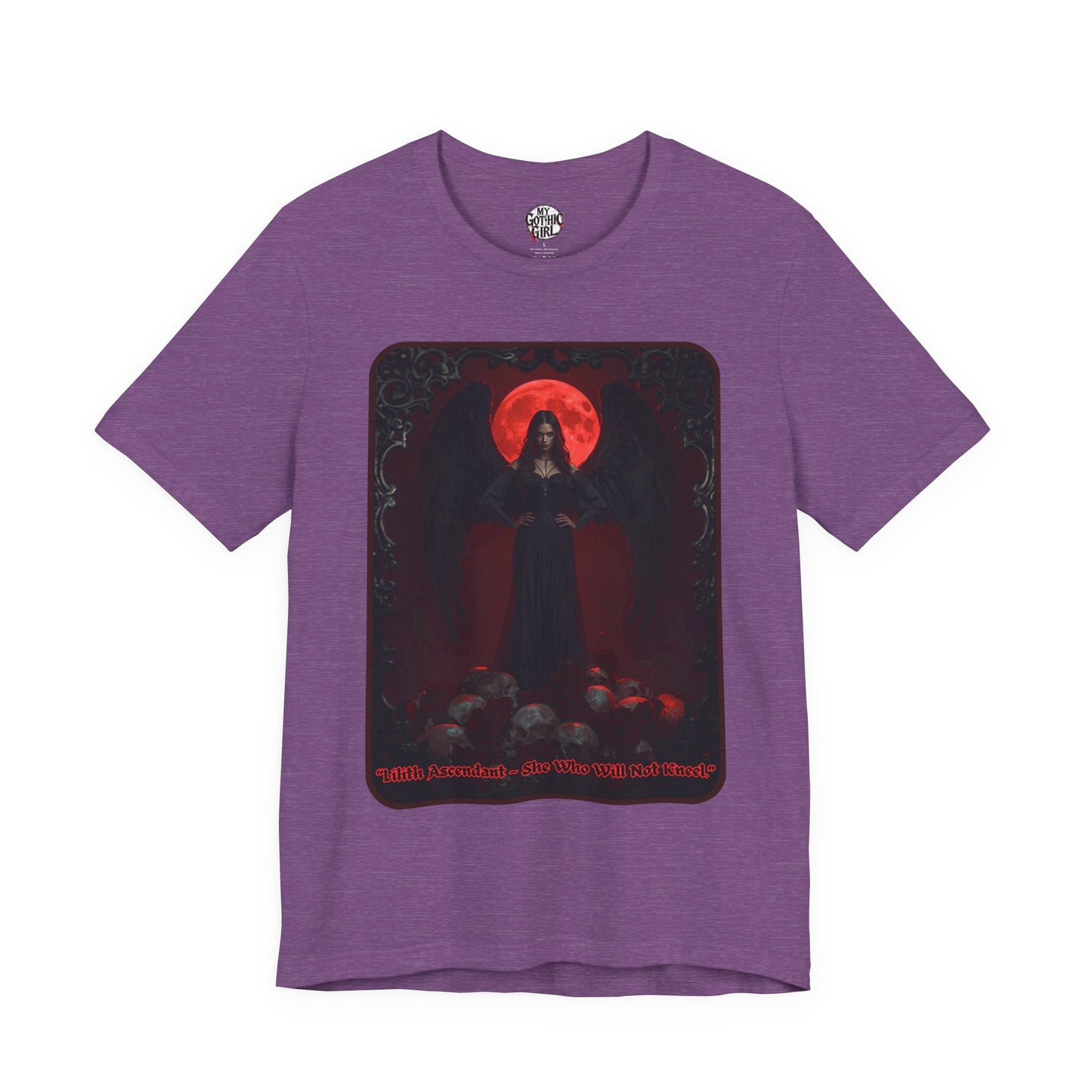 “Lilith Ascendant — She Who Will Not Kneel.” Graphic T-Shirt – Alt Aesthetic Poetic Goth Street-wear
