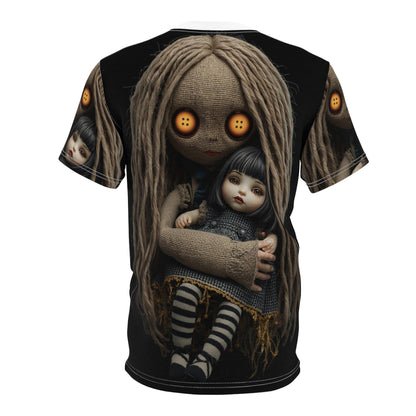 Gunny Sack Doll with Toy Gothic Doll | Horror All-Over Print T‑Shirt