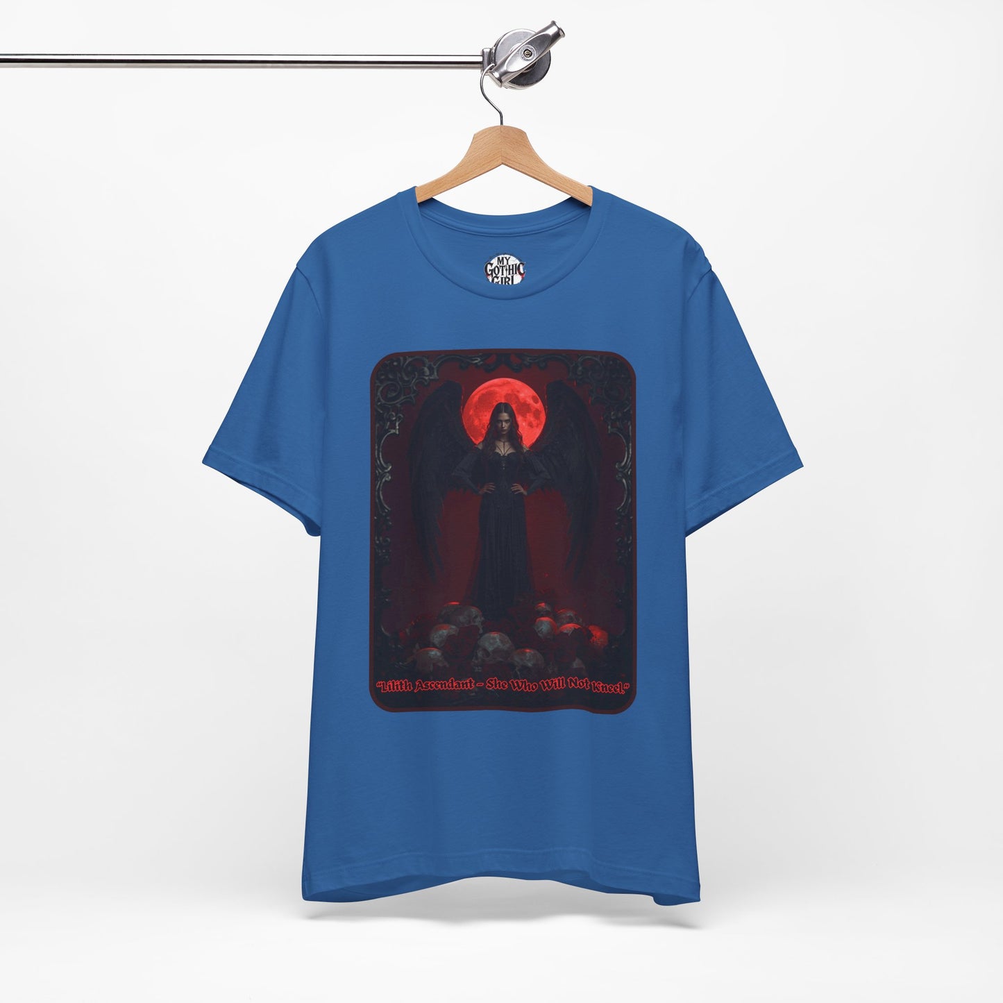 “Lilith Ascendant — She Who Will Not Kneel.” Graphic T-Shirt – Alt Aesthetic Poetic Goth Street-wear
